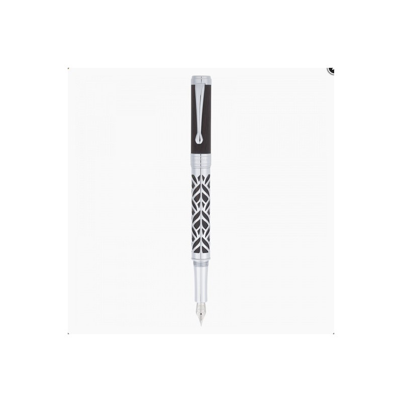 Stylo plume Oberthur Carthagène fermé en bois d’ébène et métal argenté Stylo plume Oberthur Carthagène fermé en bois d’ébène et métal argenté