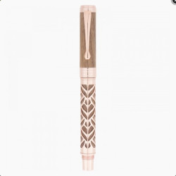 Stylo roller Oberthur Carthagene en noyer et or rose, capuchon ferme