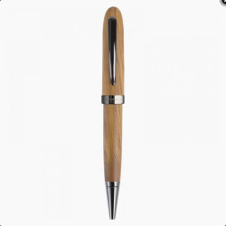 Stylo bille Oberthur Quito en bois clair et metal chrome, design moderne