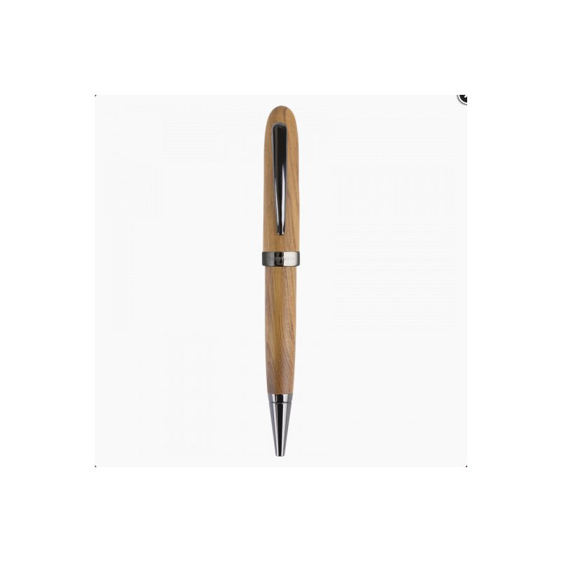 Stylo bille Oberthur Quito en bois clair et metal chrome, design moderne Stylo bille Oberthur Quito en bois clair et metal chrome, design moderne