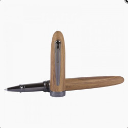 Stylo roller Oberthur Quito en bois clair, capuchon retire, plume apparente