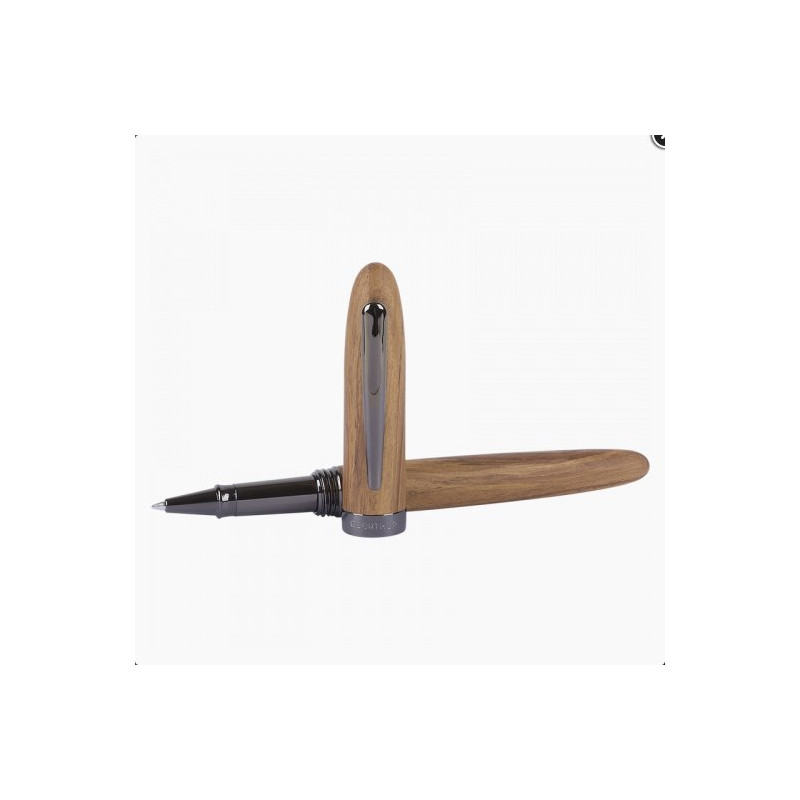 Stylo roller Oberthur Quito en bois clair, capuchon retire, plume apparente Stylo roller Oberthur Quito en bois clair, capuchon retire, plume apparente