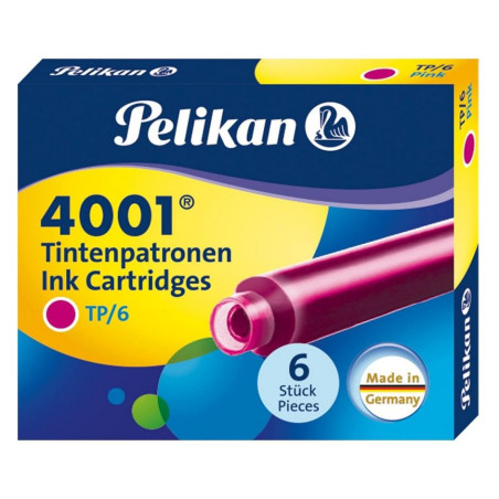 Cartouches d’encre Pelikan 4001 rose TP/6 pour stylo plume