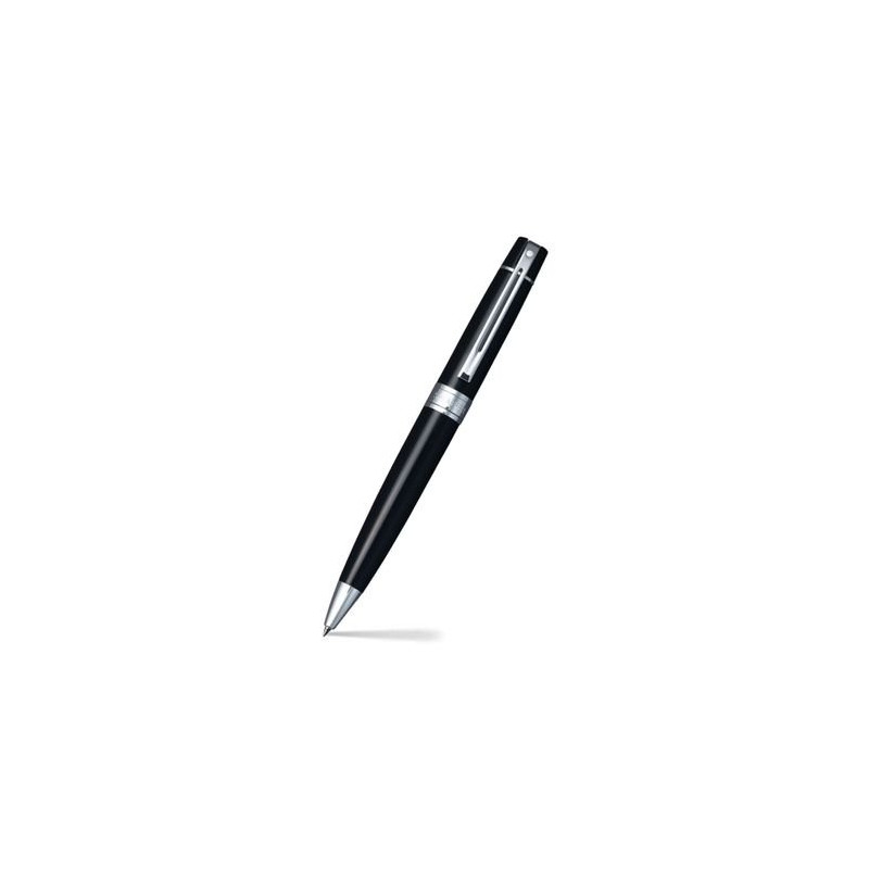 Vue complète stylo bille Sheaffer 300 noir chrome