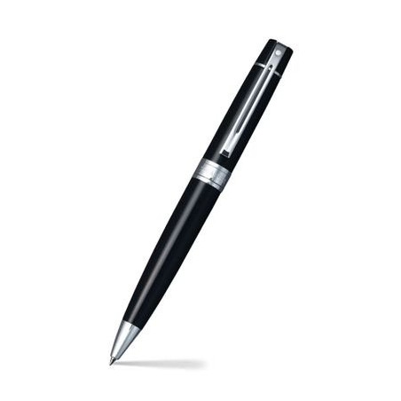 Vue complète stylo bille Sheaffer 300 noir chrome