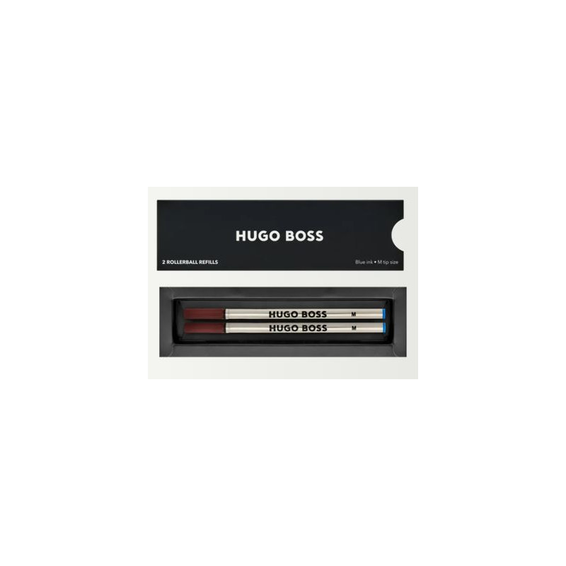 Deux recharges roller Hugo Boss bleues taille M présentées dans leur coffret