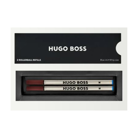 Deux recharges roller Hugo Boss bleues taille M présentées dans leur coffret