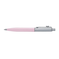Stylo bille Sheaffer 100 Emily in Paris rose et chrome vue horizontale